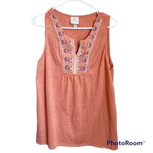 Knox Rose Salmon Embellished Boho Tank Size 1X